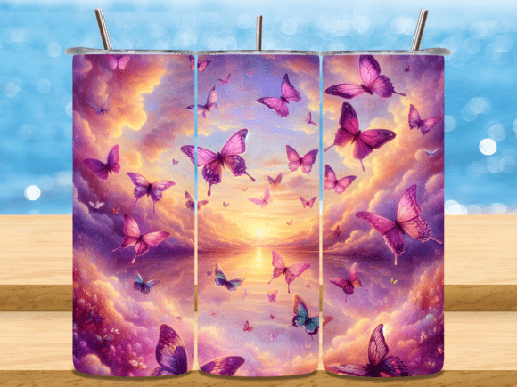 Butterfly Sunset Landscape Tumbler Wrap: A Versatile, High-Quality Digital Design for Crafters & Small Businesses