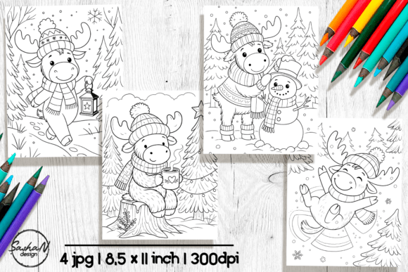 Cozy Winter Moose Coloring Pages: A Thoughtful Choice for Woodland-Themed Paper Crafts