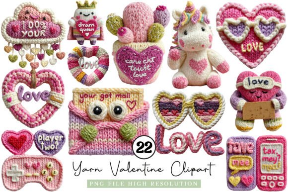 Cute Yarn Valentine Clipart