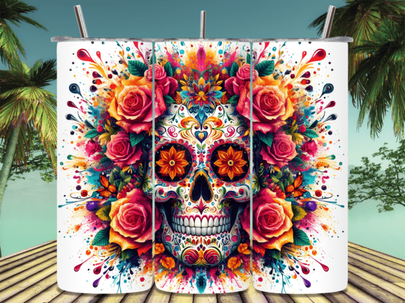 Day of the Dead Sunflower Tumbler Wrap