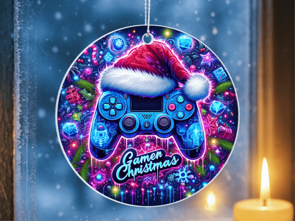 Gamer Christmas Controller Ornament PNG: Your Instant-Download Creative Toolkit for Festive Sublimation Projects