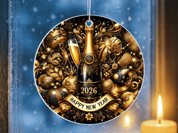 Gold Champagne 2026 New Year Ornament