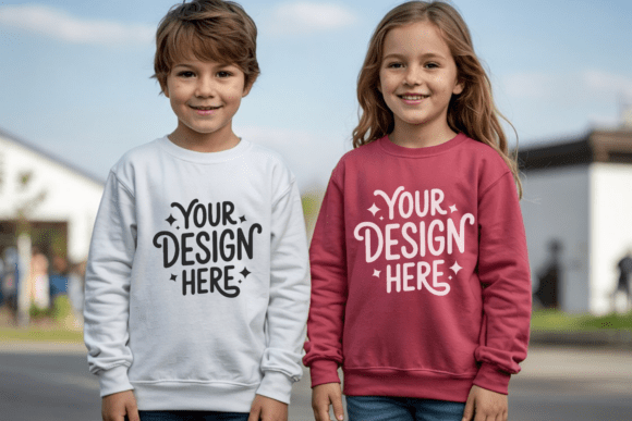Kids Front and Back Sweatshirt Mockup 1