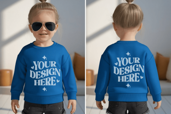 Kids Front and Back Sweatshirt Mockup 13