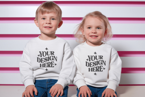 Kids Front and Back Sweatshirt Mockup 19