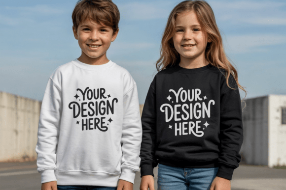 Kids Front and Back Sweatshirt Mockup 21
