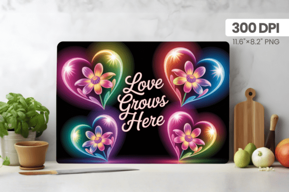Love Grows Here Cutting Board PNG Sublim: A Versatile Digital Asset for Kitchen-Centric Design and Commerce