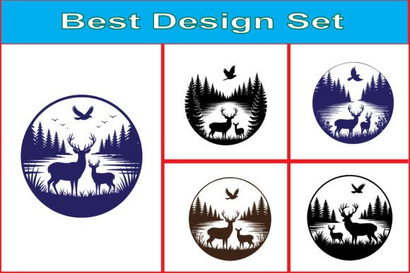 Nature Deer Landscape Round SVG Design