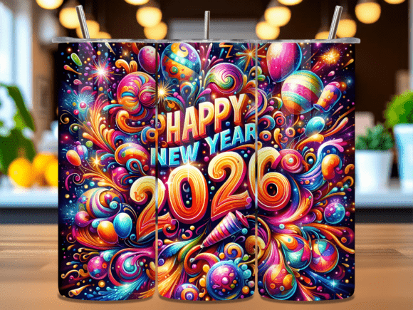 Neon Psychedelic 2026 Party Tumbler Wrap