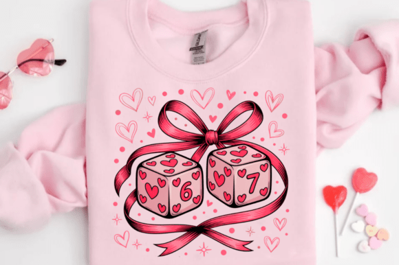 Preppy Six Seven Valentine PNG: Dice 6 & 7 Design for Creative Crafters