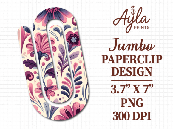 Purple Floral Garden Jumbo Paperclip
