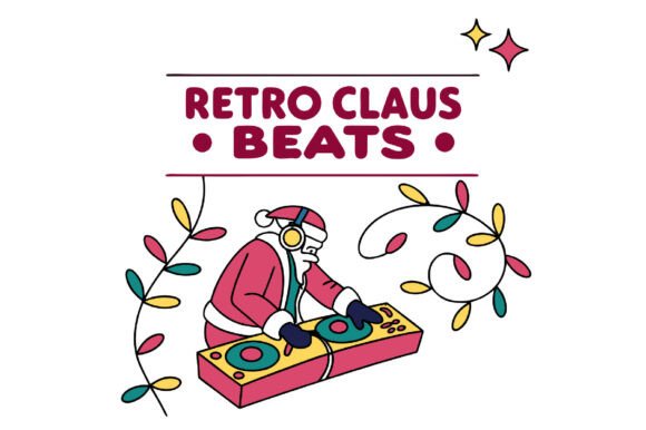 Retro Claus Beats Christmas PNG