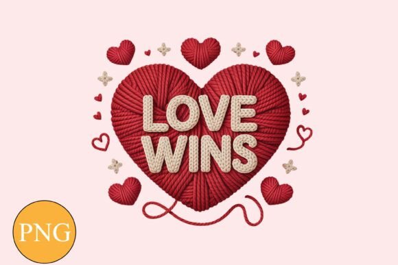 Trendy Faux Yarn Love Wins Heart PNG