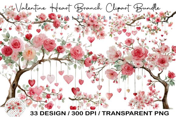 Valentine Heart Branch Clipart