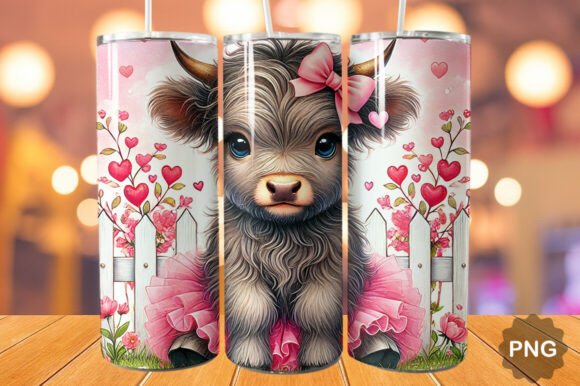 Valentine Highland Cow Tumbler Wrap 20oz: A Creative Digital Design for Crafters & Small Businesses