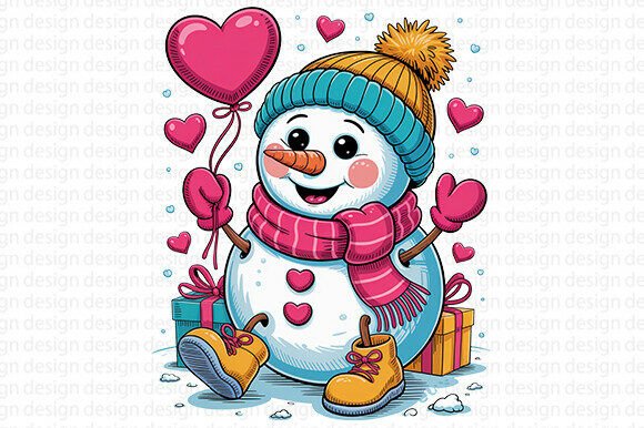Valentine Snowman PNG, Love