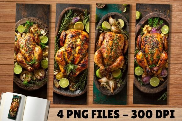 Whole Herb Roasted Chicken Bookmark PNG: A Thoughtful Digital Design for Book Lovers and Makers